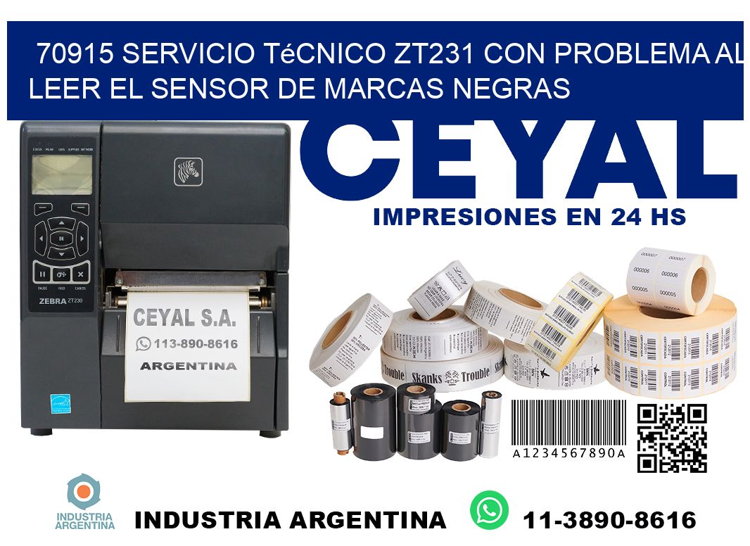 70915 servicio técnico zt231 con problema al leer el sensor de marcas negras