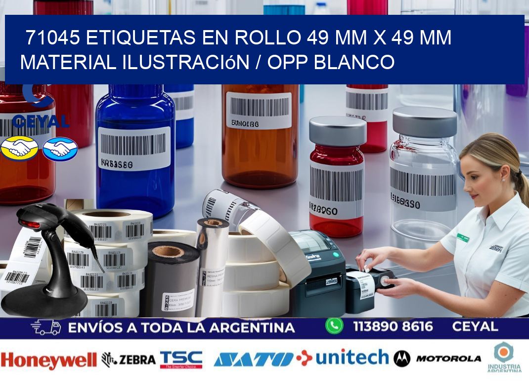 71045 Etiquetas en rollo 49 mm x 49 mm material Ilustración / OPP Blanco