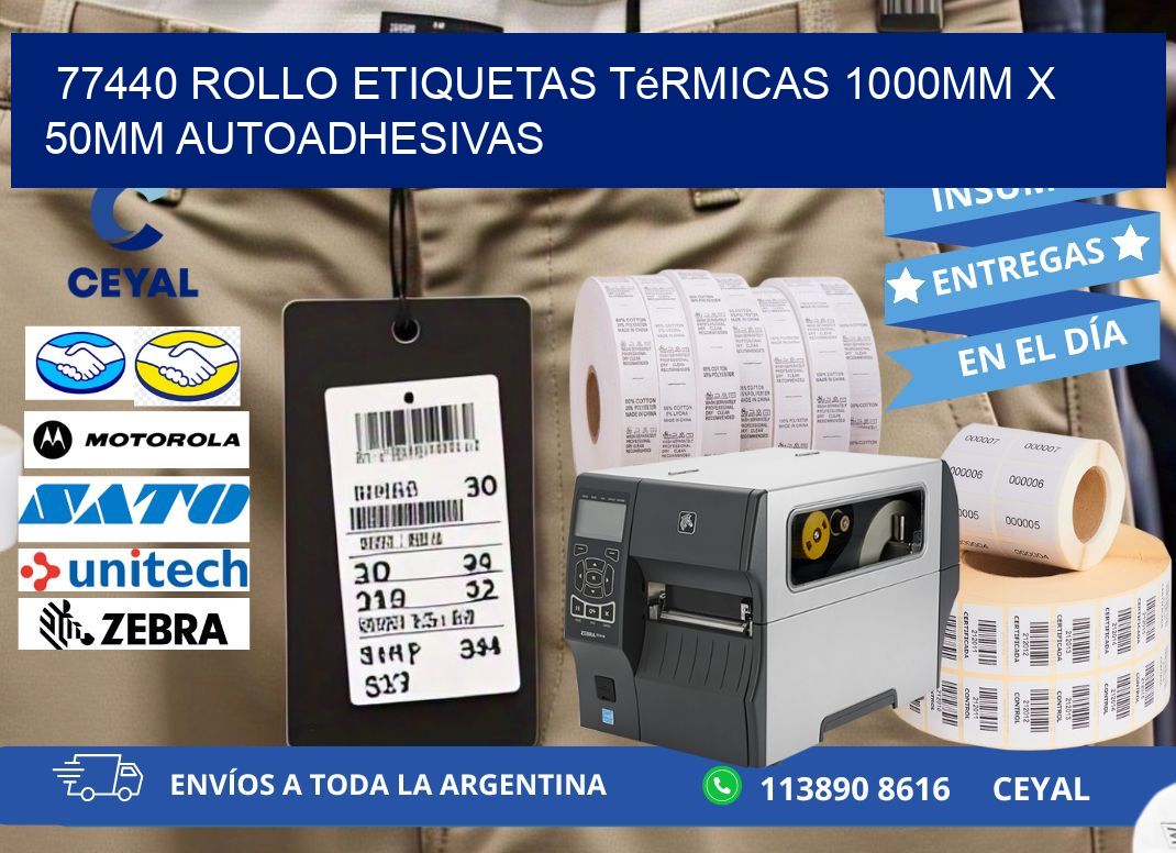 77440 Rollo Etiquetas Térmicas 1000mm X 50mm Autoadhesivas