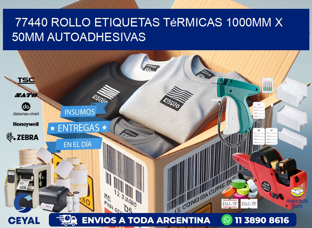 77440 Rollo Etiquetas Térmicas 1000mm X 50mm Autoadhesivas