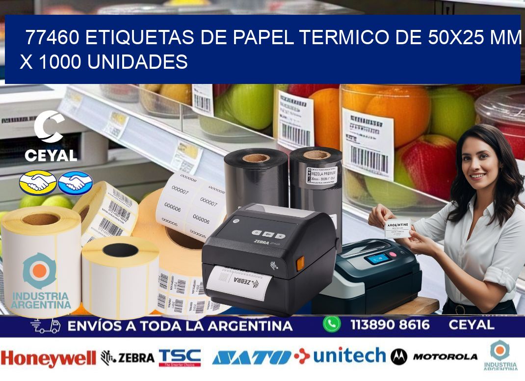 77460 Etiquetas De Papel Termico De 50x25 Mm X 1000 Unidades