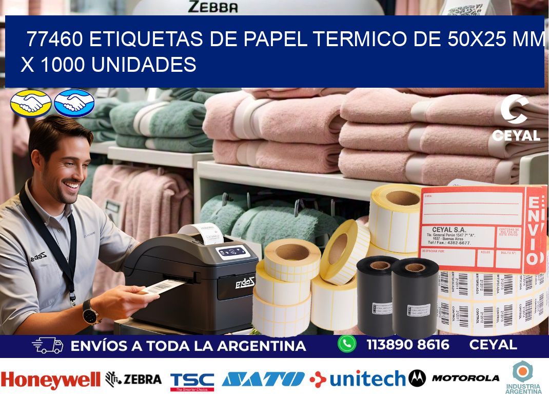 77460 Etiquetas De Papel Termico De 50×25 Mm X 1000 Unidades