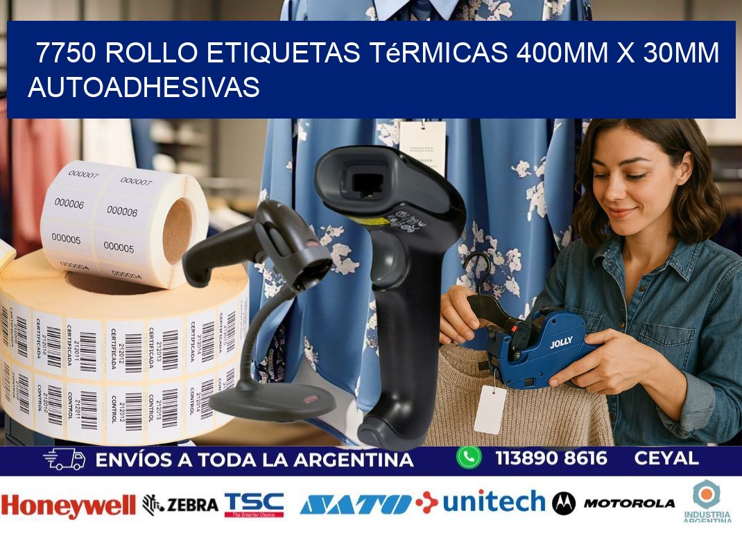 7750 Rollo Etiquetas Térmicas 400mm X 30mm Autoadhesivas