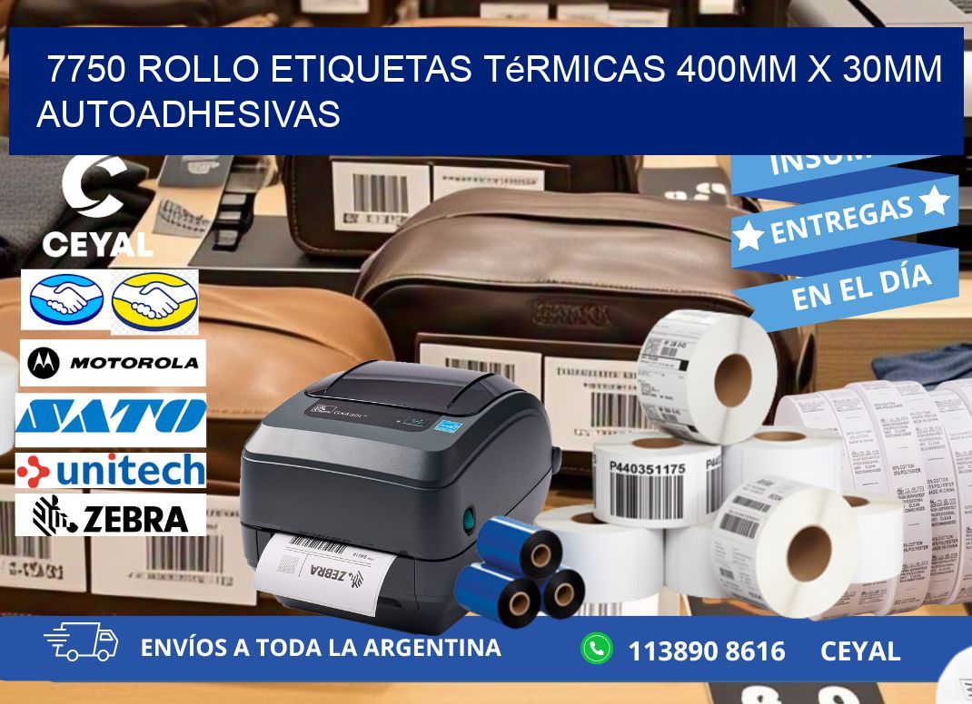 7750 Rollo Etiquetas Térmicas 400mm X 30mm Autoadhesivas