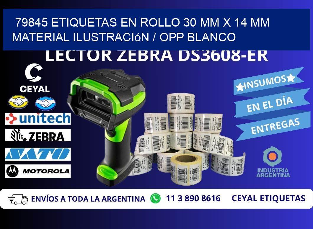 79845 Etiquetas en rollo 30 mm x 14 mm material Ilustración / OPP Blanco