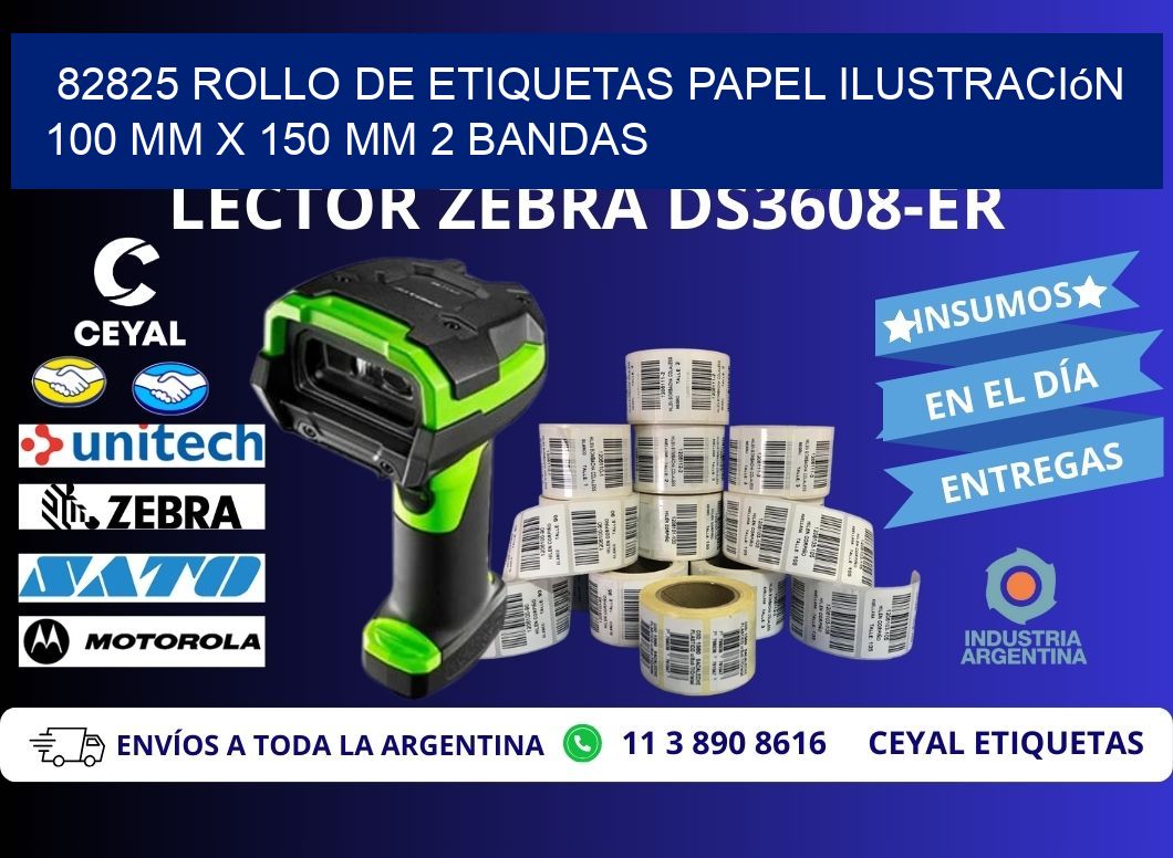 82825 Rollo de Etiquetas Papel Ilustración 100 mm x 150 mm 2 Bandas