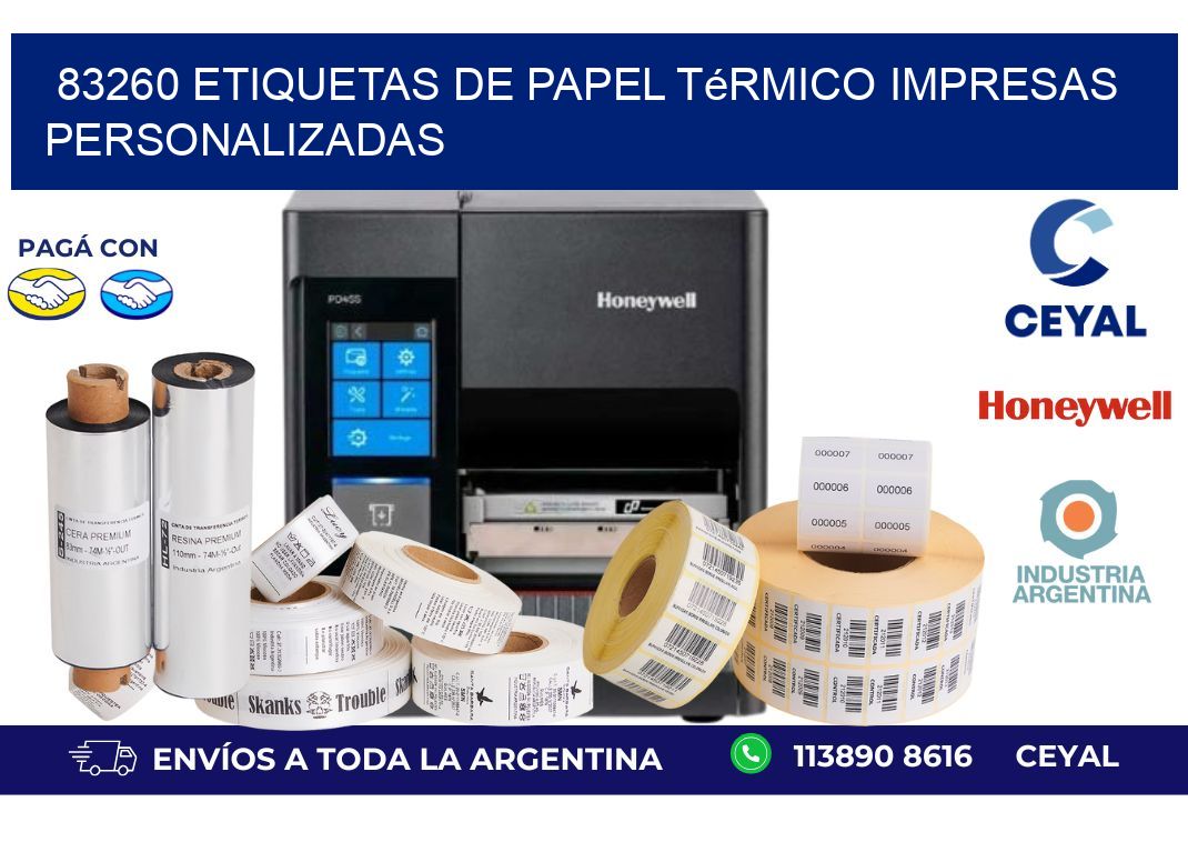 83260 Etiquetas de papel térmico impresas personalizadas
