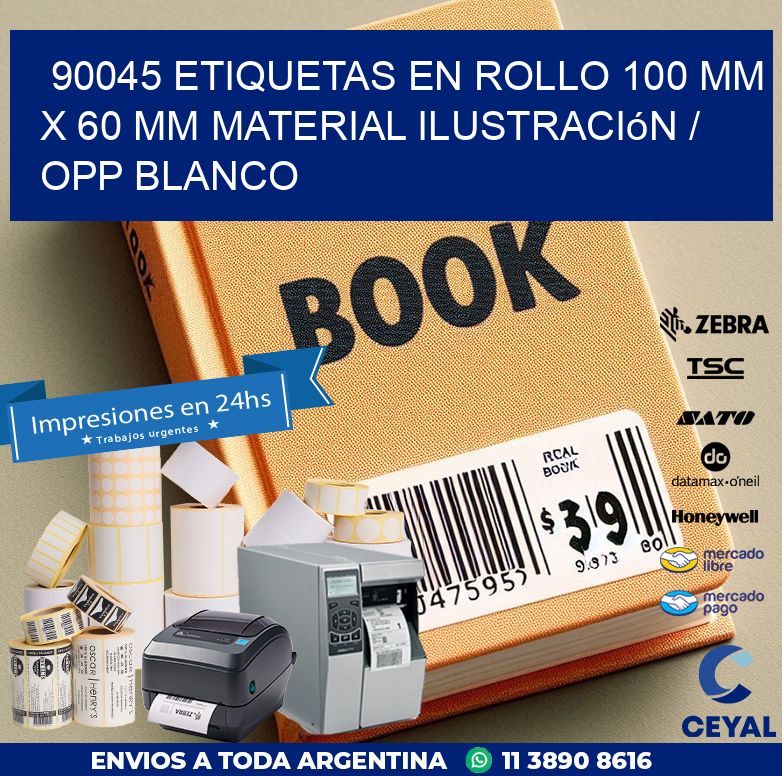 90045 Etiquetas en rollo 100 mm x 60 mm material Ilustración / OPP Blanco