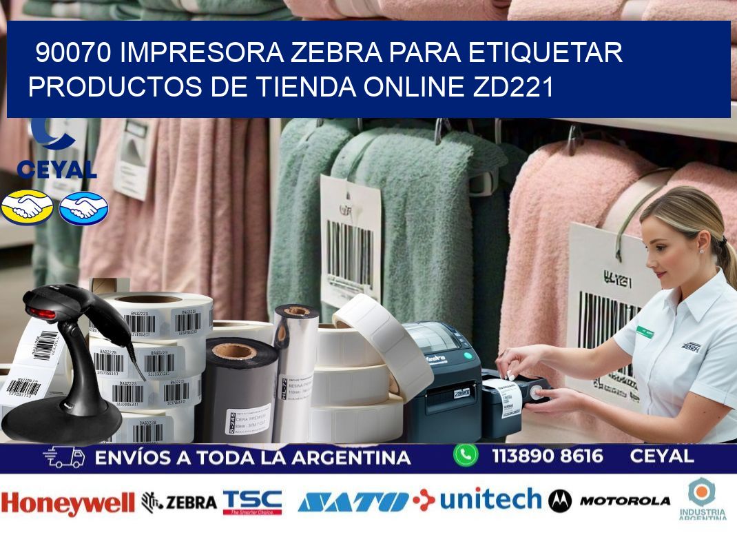 90070 impresora Zebra para etiquetar productos de tienda online ZD221