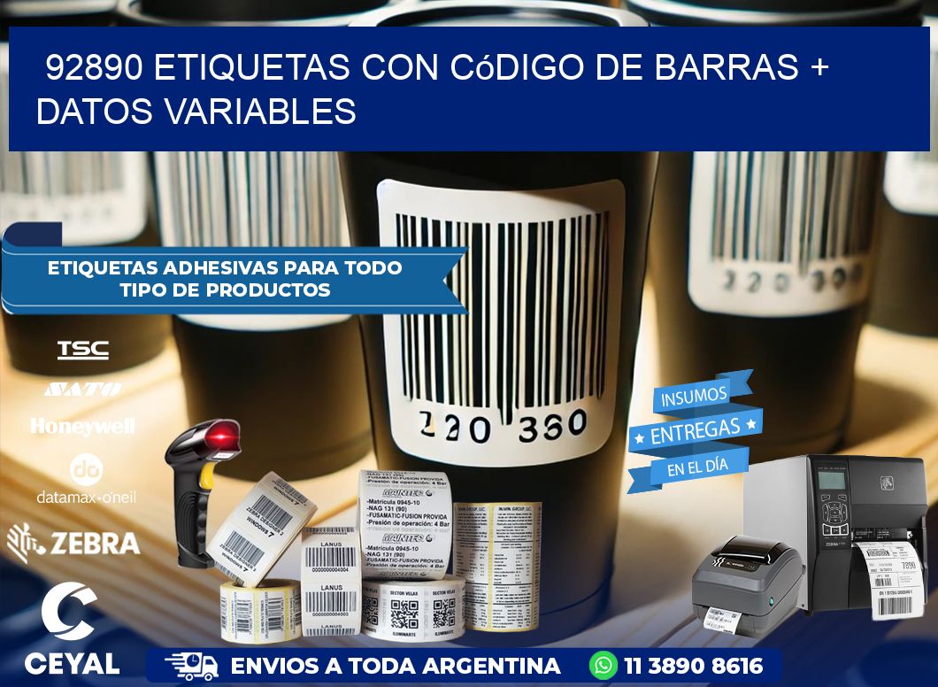 92890 etiquetas con código de barras + datos variables