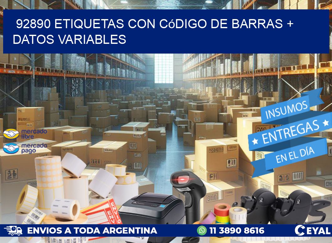 92890 etiquetas con código de barras + datos variables