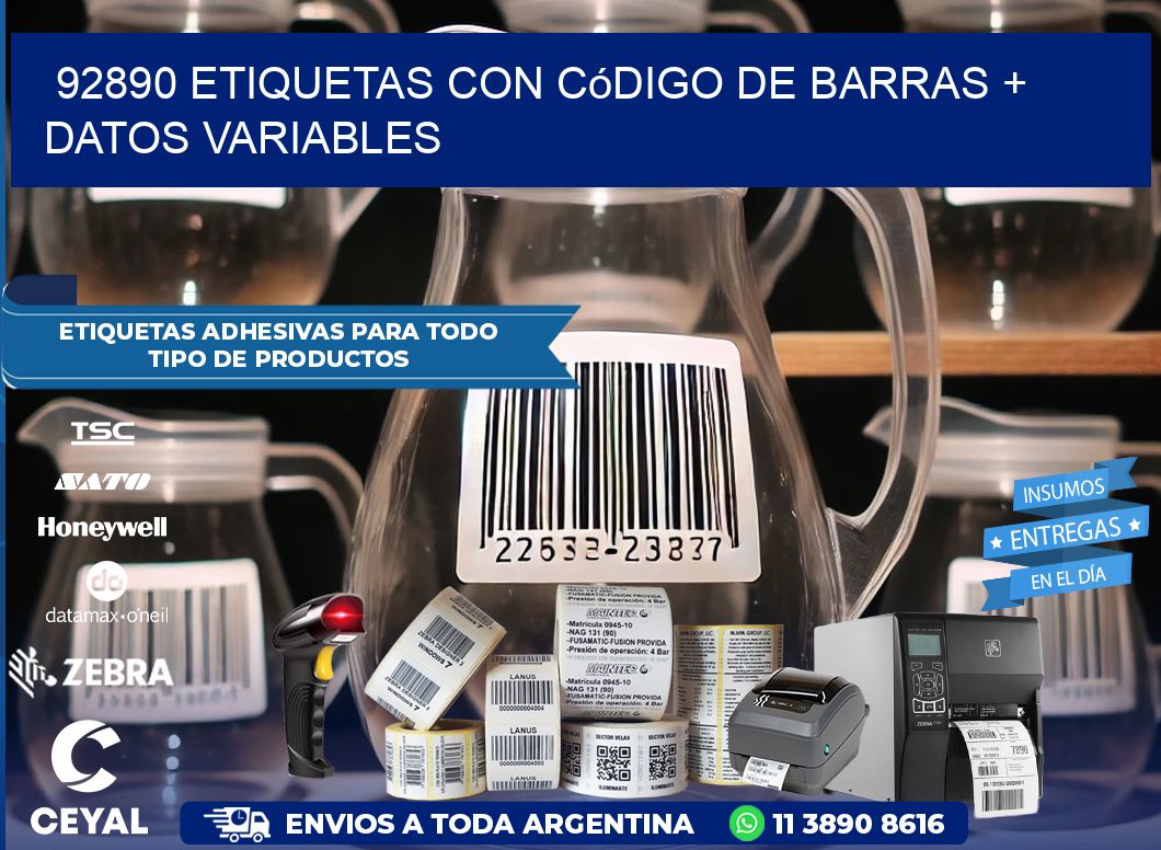 92890 etiquetas con código de barras + datos variables