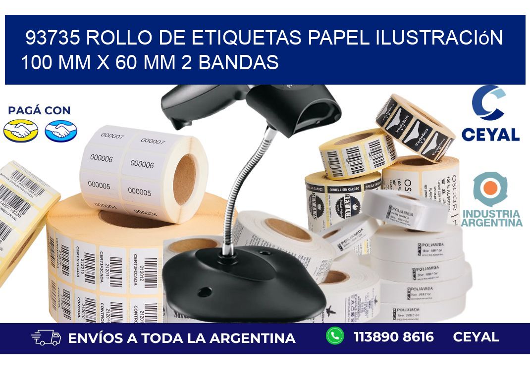 93735 Rollo de Etiquetas Papel Ilustración 100 mm x 60 mm 2 Bandas