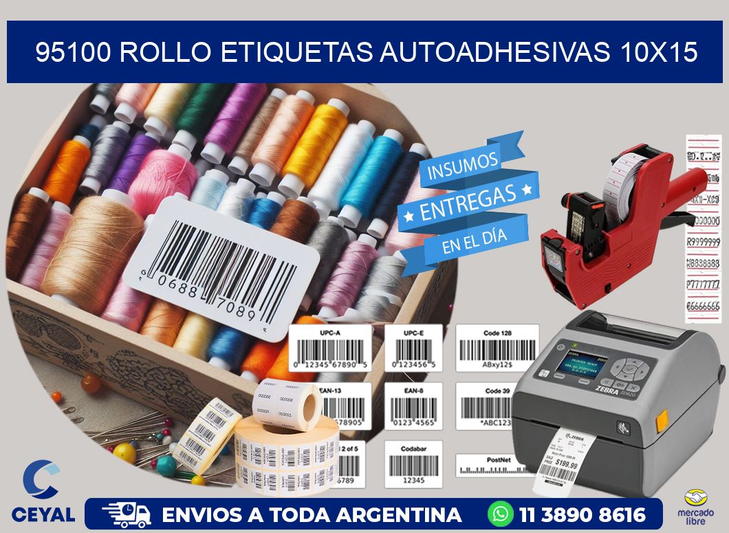 95100 Rollo Etiquetas autoadhesivas 10x15
