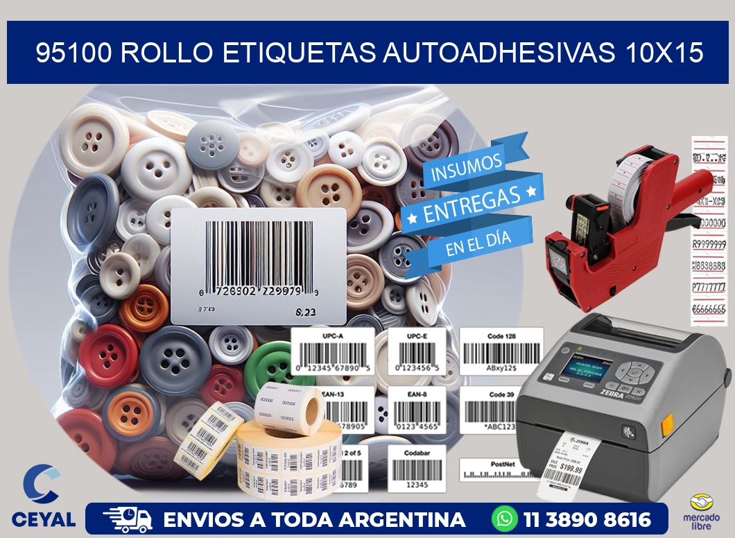 95100 Rollo Etiquetas autoadhesivas 10x15