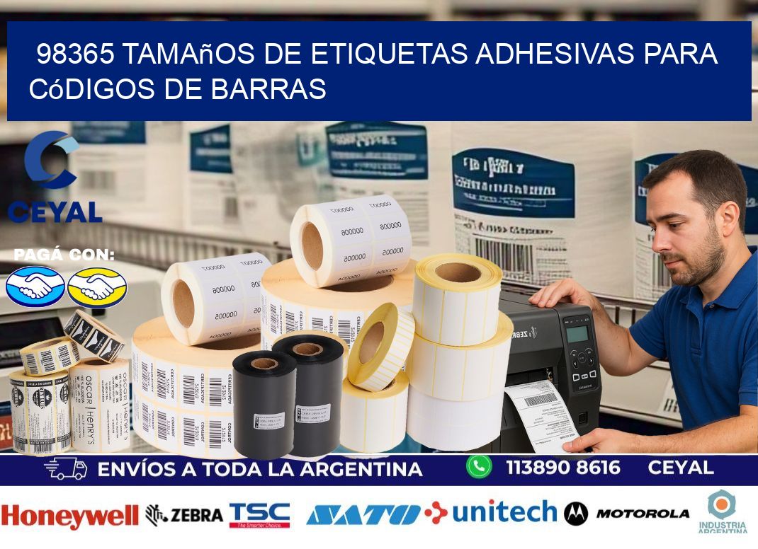 98365 Tamaños de etiquetas adhesivas para códigos de barras