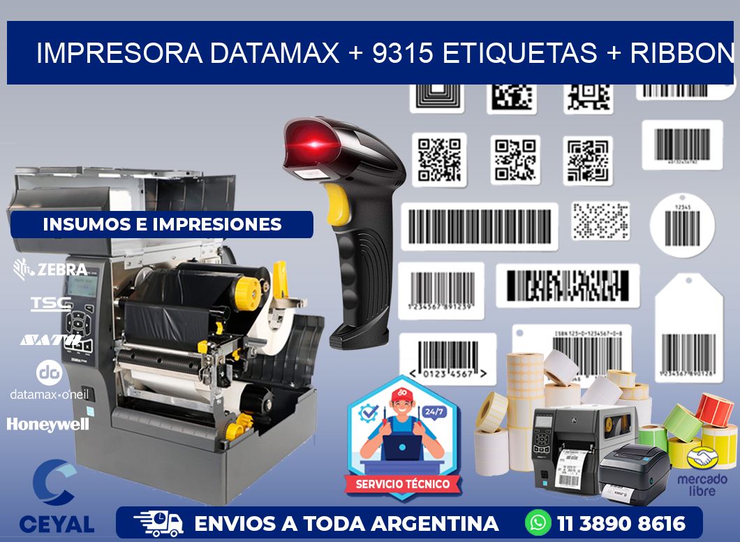 impresora DATAMAX + 9315 etiquetas + ribbon