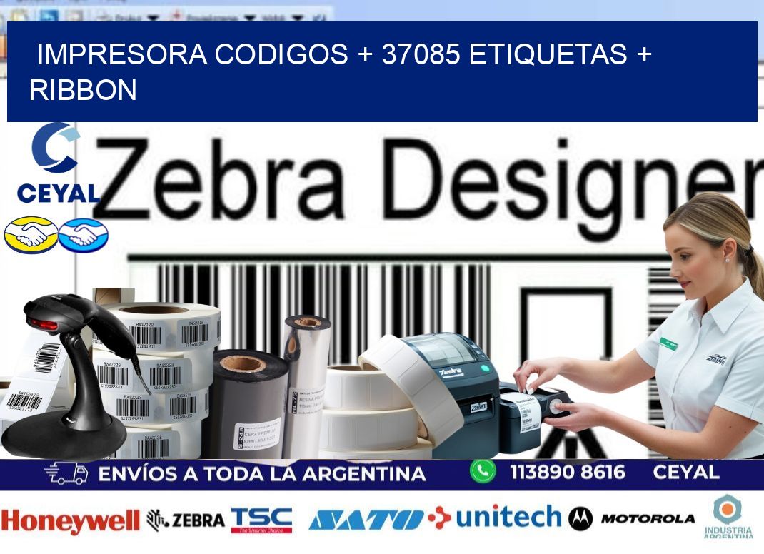 impresora codigos + 37085 etiquetas + ribbon