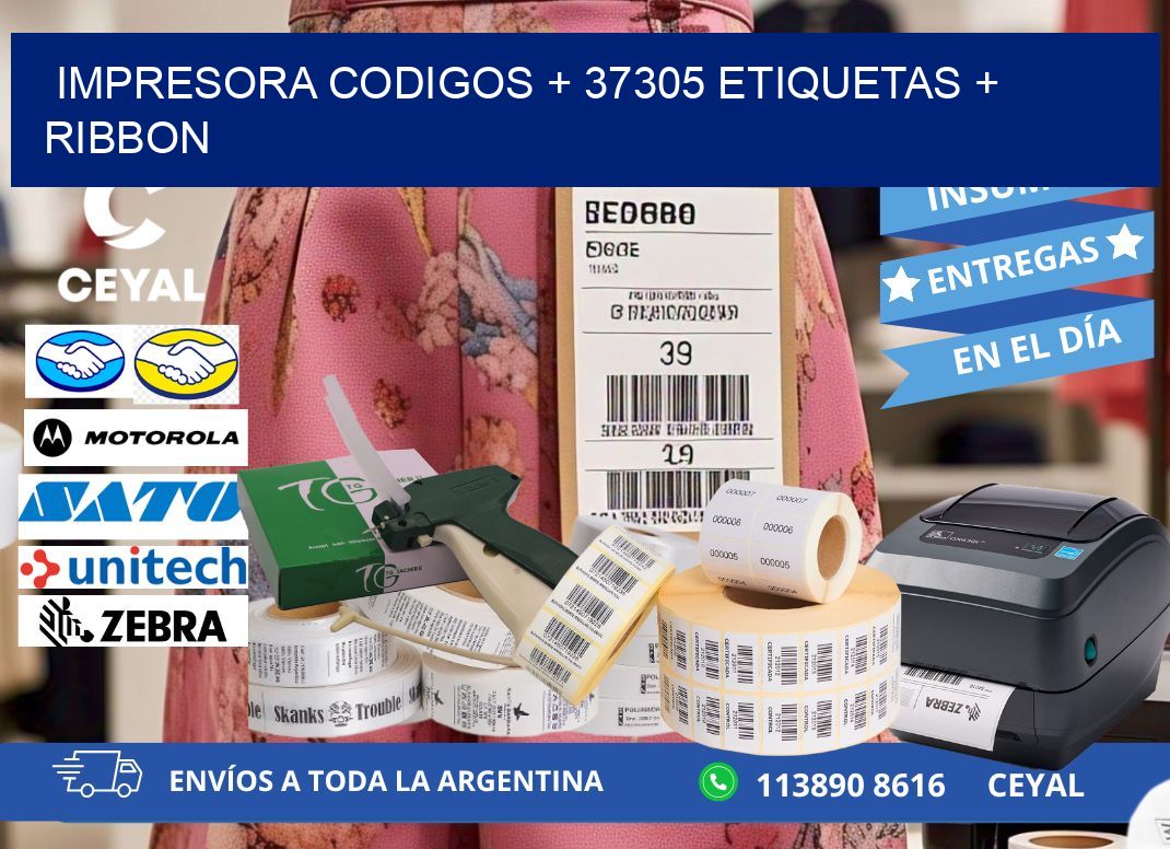 impresora codigos + 37305 etiquetas + ribbon