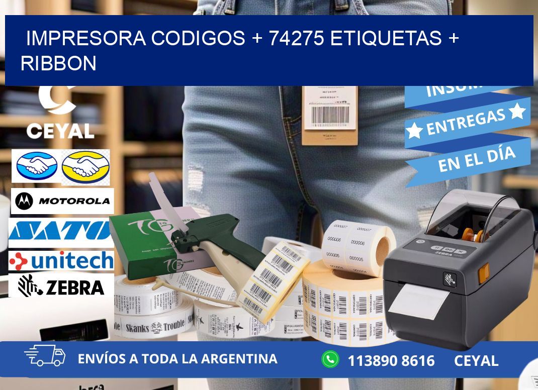 impresora codigos + 74275 etiquetas + ribbon