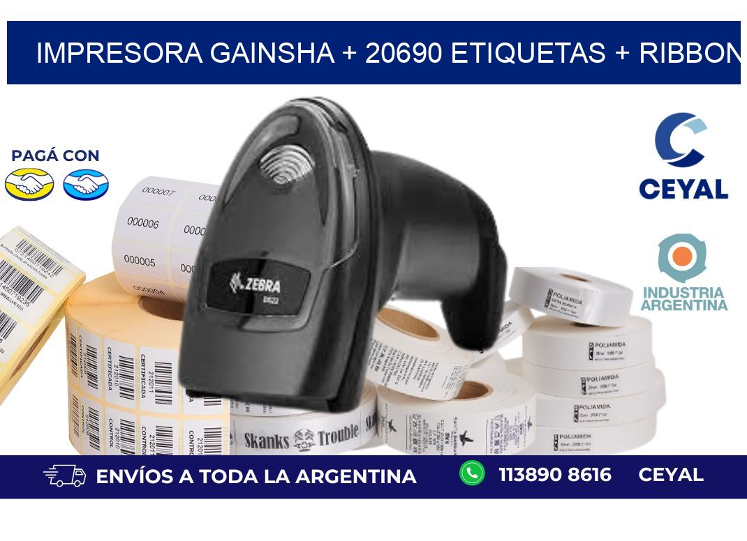impresora gainsha + 20690 etiquetas + ribbon
