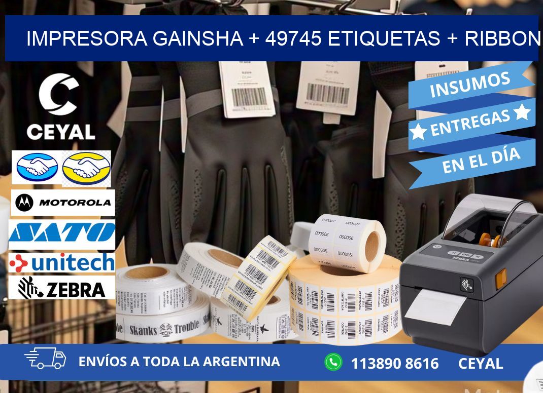 impresora gainsha + 49745 etiquetas + ribbon
