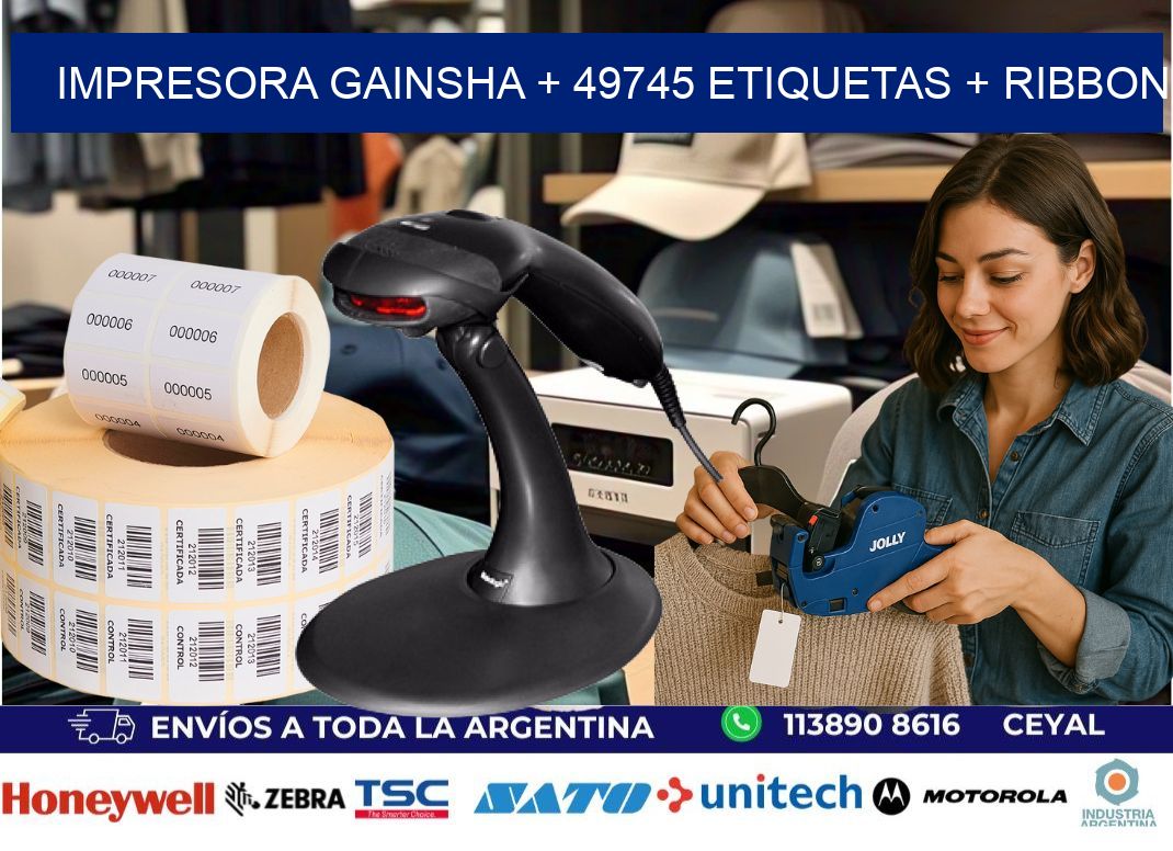 impresora gainsha + 49745 etiquetas + ribbon