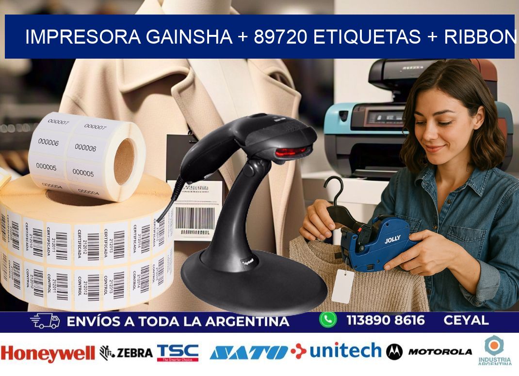 impresora gainsha + 89720 etiquetas + ribbon