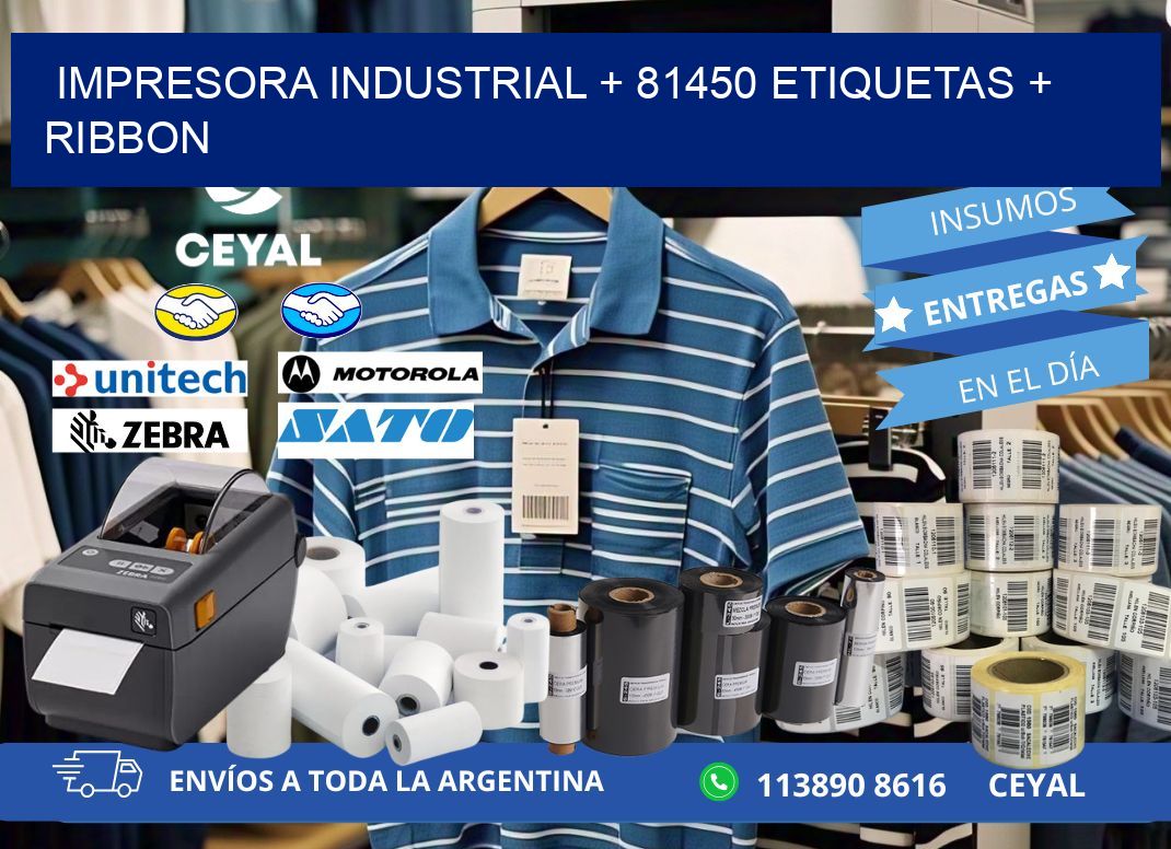 impresora industrial + 81450 etiquetas + ribbon