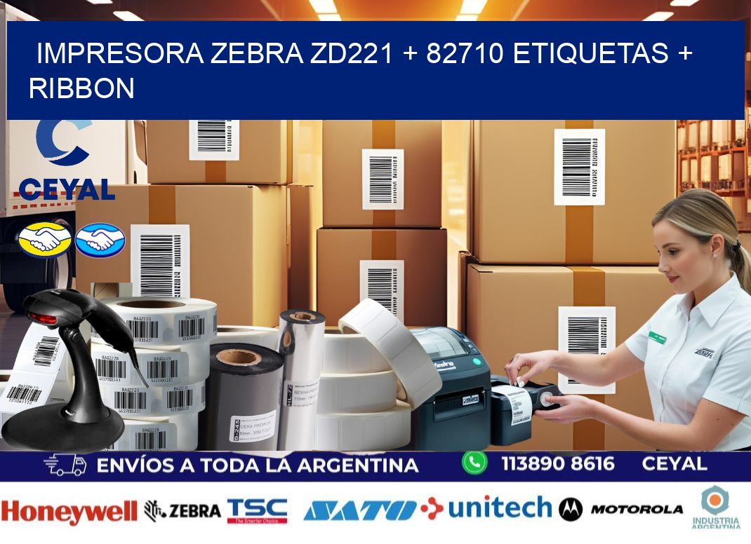impresora zebra zd221 + 82710 etiquetas + ribbon
