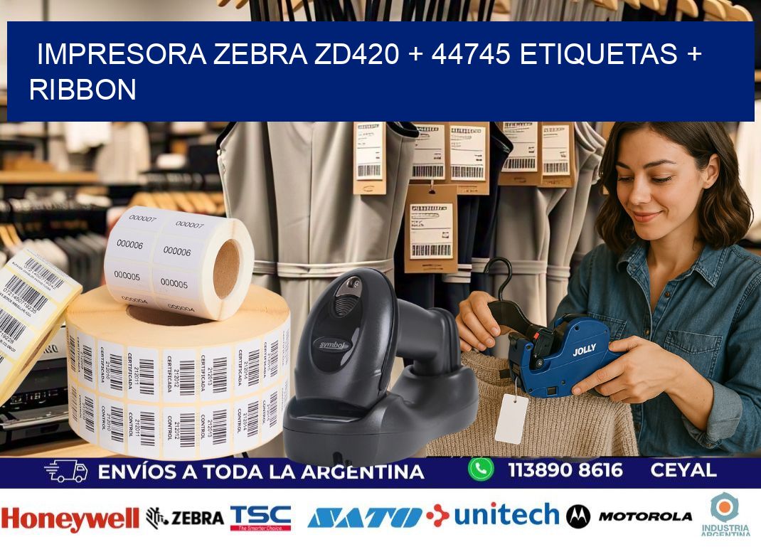impresora zebra zd420 + 44745 etiquetas + ribbon