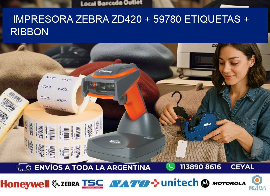 impresora zebra zd420 + 59780 etiquetas + ribbon