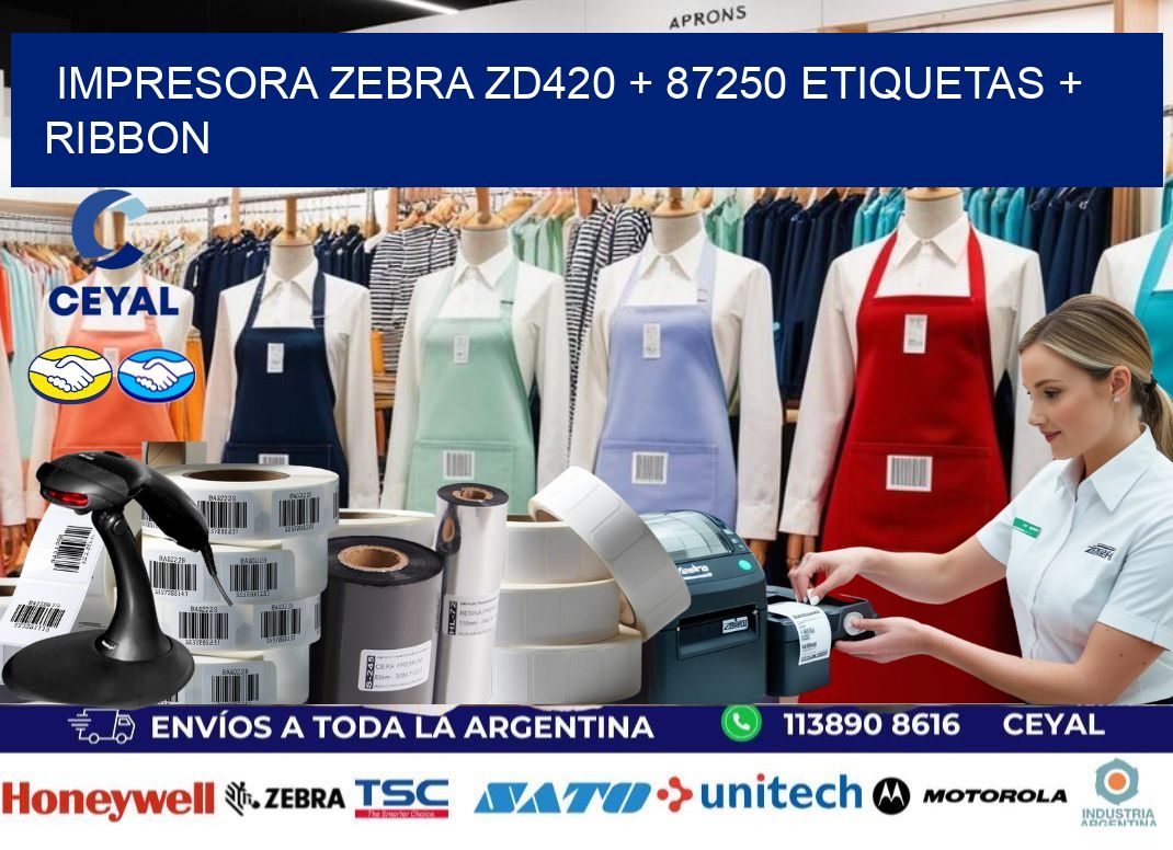 impresora zebra zd420 + 87250 etiquetas + ribbon
