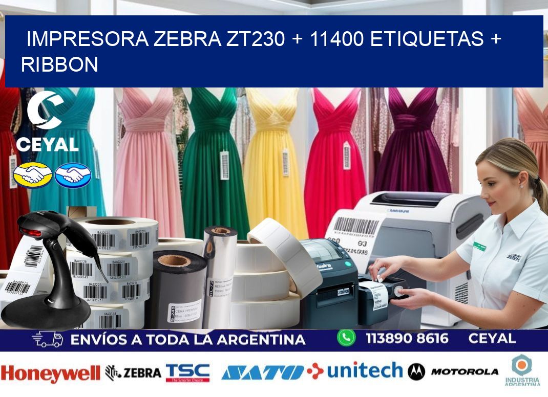 impresora zebra zt230 + 11400 etiquetas + ribbon