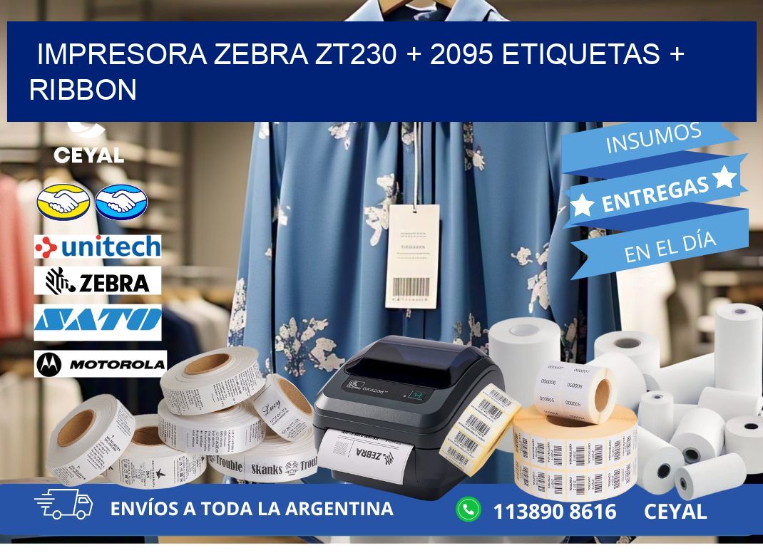 impresora zebra zt230 + 2095 etiquetas + ribbon