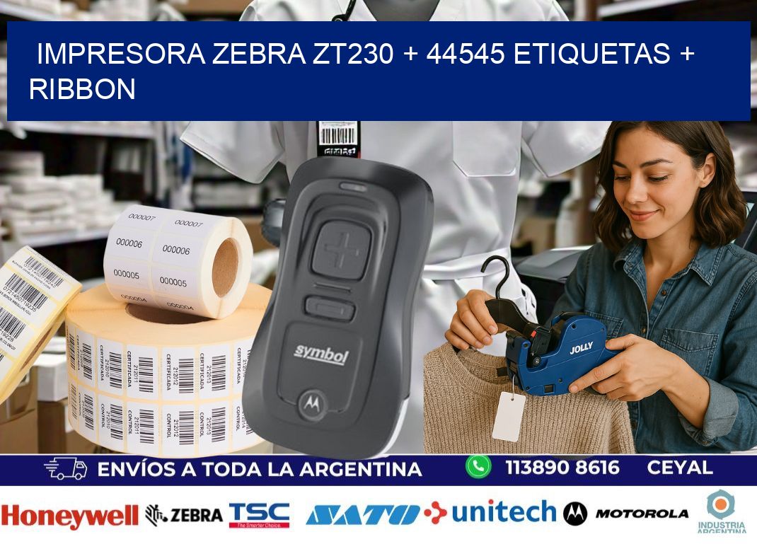 impresora zebra zt230 + 44545 etiquetas + ribbon
