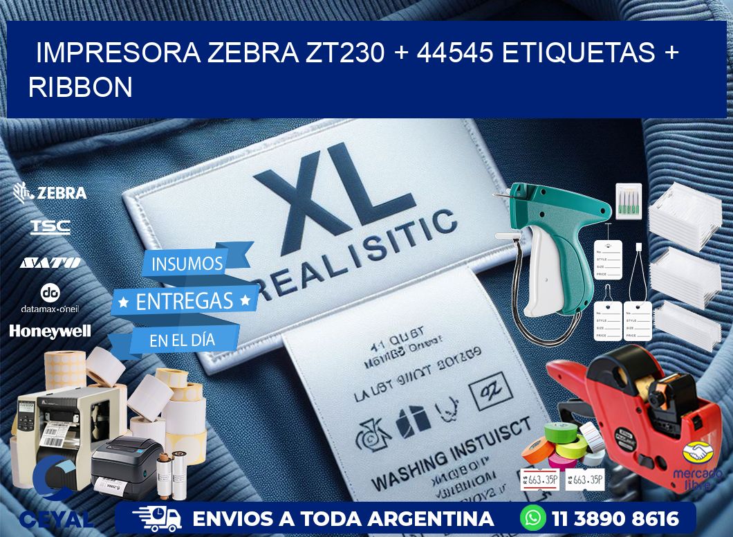 impresora zebra zt230 + 44545 etiquetas + ribbon