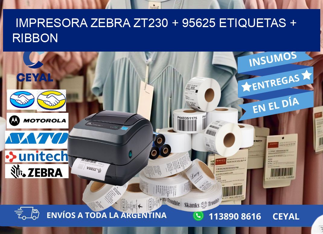 impresora zebra zt230 + 95625 etiquetas + ribbon
