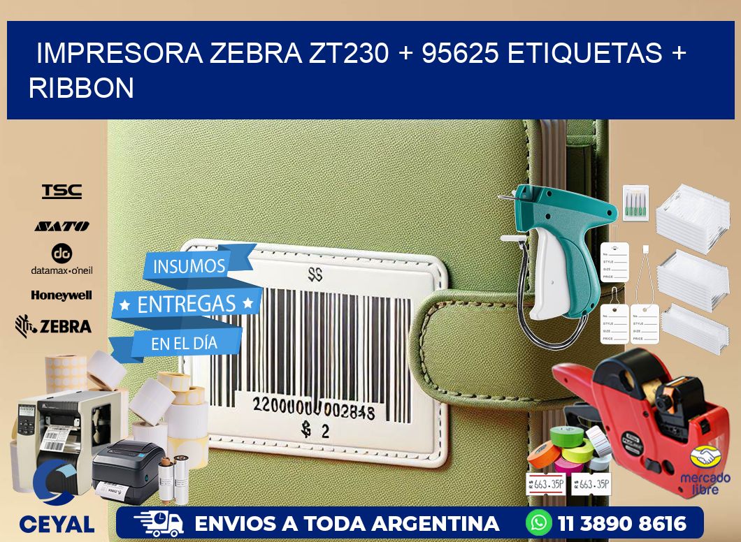 impresora zebra zt230 + 95625 etiquetas + ribbon