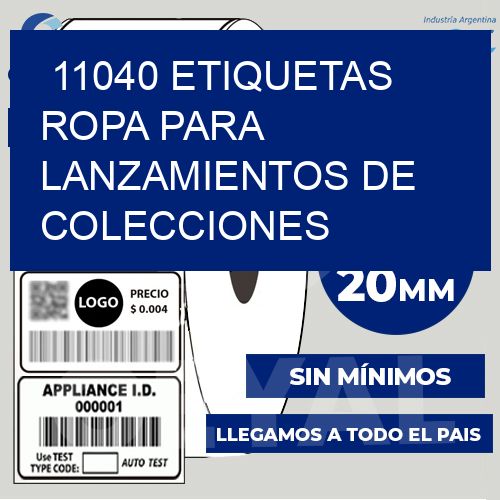 11040 Etiquetas ropa para lanzamientos de colecciones