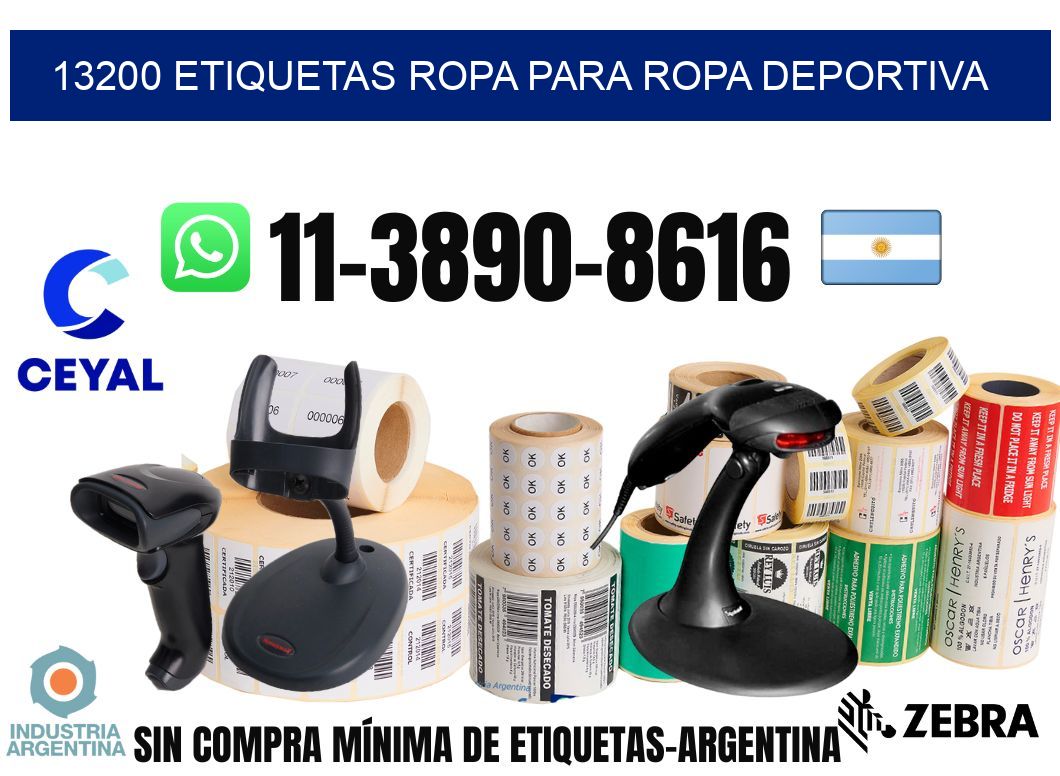 13200 Etiquetas ropa para ropa deportiva
