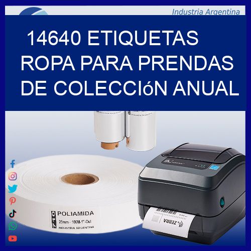 14640 Etiquetas ropa para prendas de colección anual