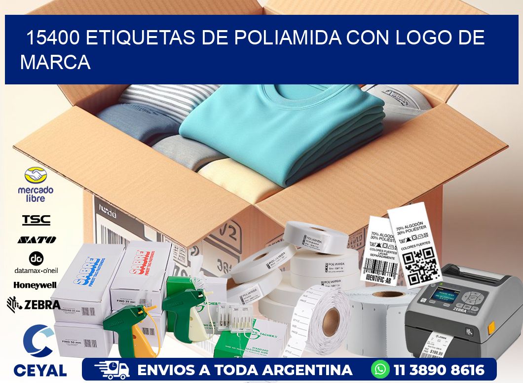 15400 Etiquetas de poliamida con logo de marca