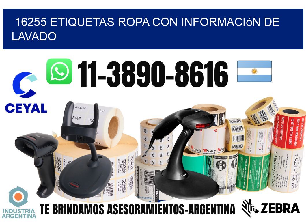16255 Etiquetas ropa con información de lavado