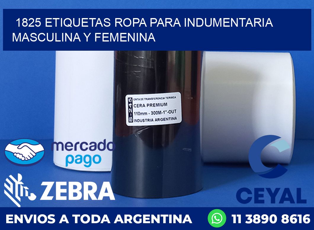1825 Etiquetas ropa para indumentaria masculina y femenina