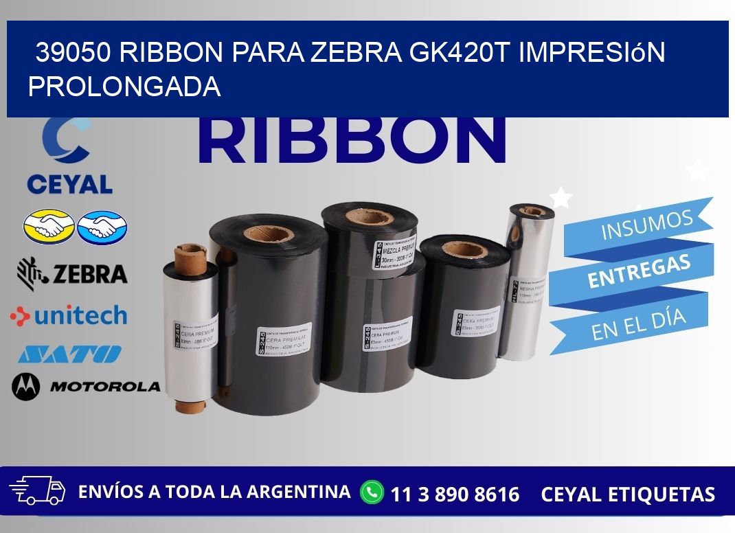 39050 ribbon para zebra gk420t impresión prolongada