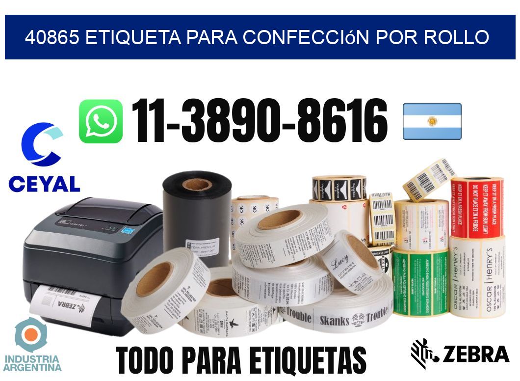 40865 etiqueta para confección por rollo