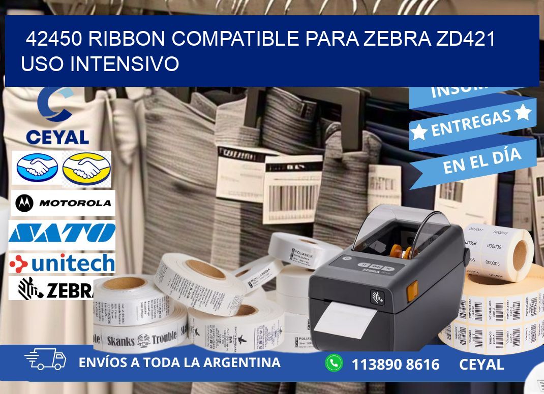 42450 ribbon compatible para zebra zd421 uso intensivo