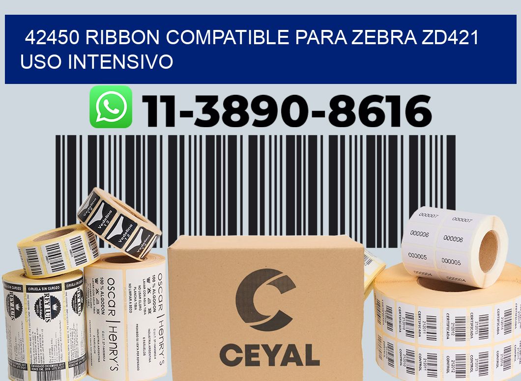 42450 ribbon compatible para zebra zd421 uso intensivo