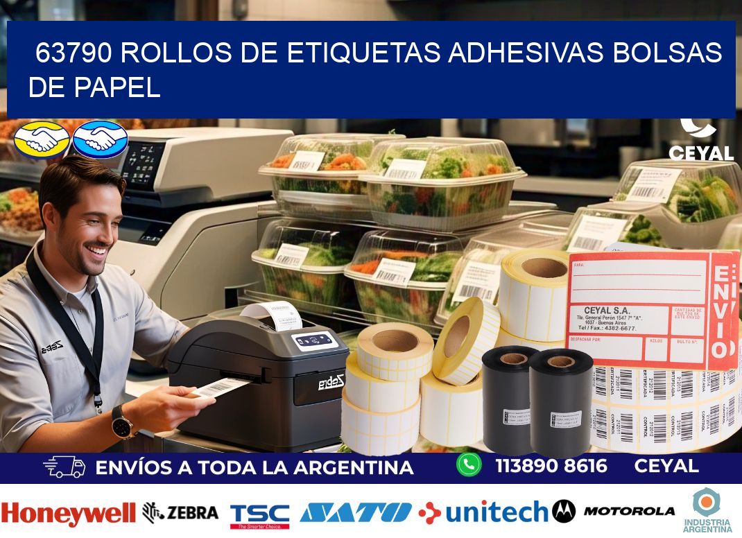 63790 rollos de etiquetas adhesivas bolsas de papel